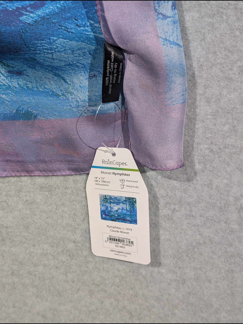 Rain Caper Monet Nymphéas Long Sheer Lightweight Scarf Silky Feel Polyester NWT - Picture 4 of 6
